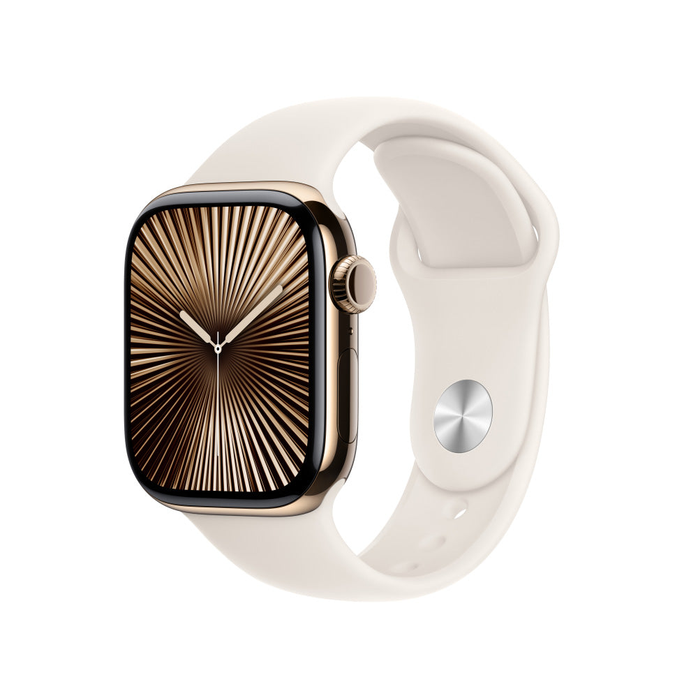 Apple_Watch_Series_10_42mm_LTE_Gold_Titanium_Sport_Band_Starlight_PDP_Image_Position_1__COES