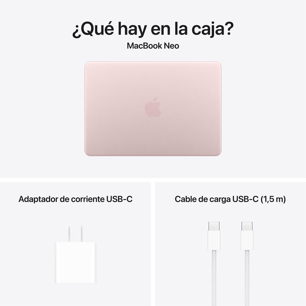 MacBook Neo de 13 pulgadas: Chip A18 Pro de Apple con CPU de 6 núcleos y GPU de 5 núcleos, Magic Keyboard con Touch ID, 512 GB SSD - Rosa rubor — vista 10 | iShop Colombia