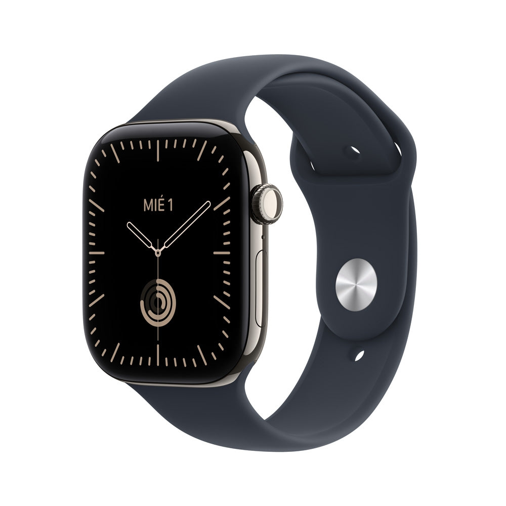 Apple_Watch_Series_12_GPS_Cellular_caja_de_titanio_natural_de_46_mm_correa_deportiva_azul_marino_S_M_Imagen_posicion_1_iShop_Colombia