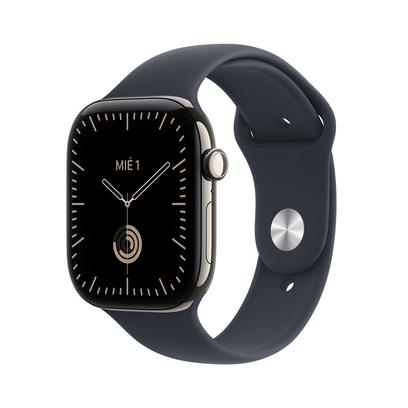 Apple_Watch_Series_12_GPS_Cellular_caja_de_titanio_natural_de_46_mm_correa_deportiva_azul_marino_S_M_Imagen_posicion_1_iShop_Colombia