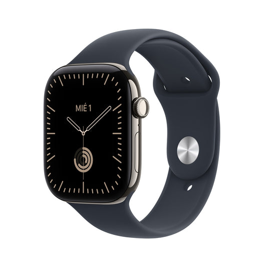 Apple_Watch_Series_12_GPS_Cellular_caja_de_titanio_natural_de_46_mm_correa_deportiva_azul_marino_S_M_Imagen_posicion_1_iShop_Colombia