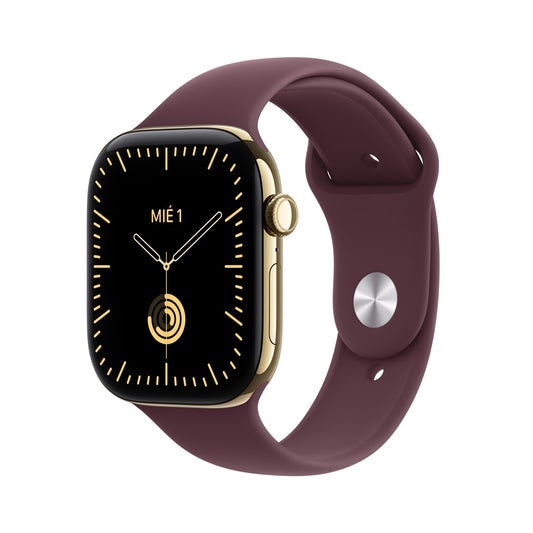 Apple_Watch_Series_12_GPS_Cellular_caja_de_titanio_color_oro_radiante_de_46_mm_correa_deportiva_color_borgona_S_M_Imagen_posicion_1_iShop_Colombia