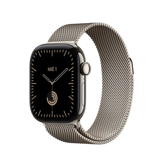 Apple_Watch_Series_12_GPS_Cellular_caja_de_titanio_natural_de_42_mm_correa_estilo_milanes_color_natural_Imagen_posicion_1_iShop_Colombia