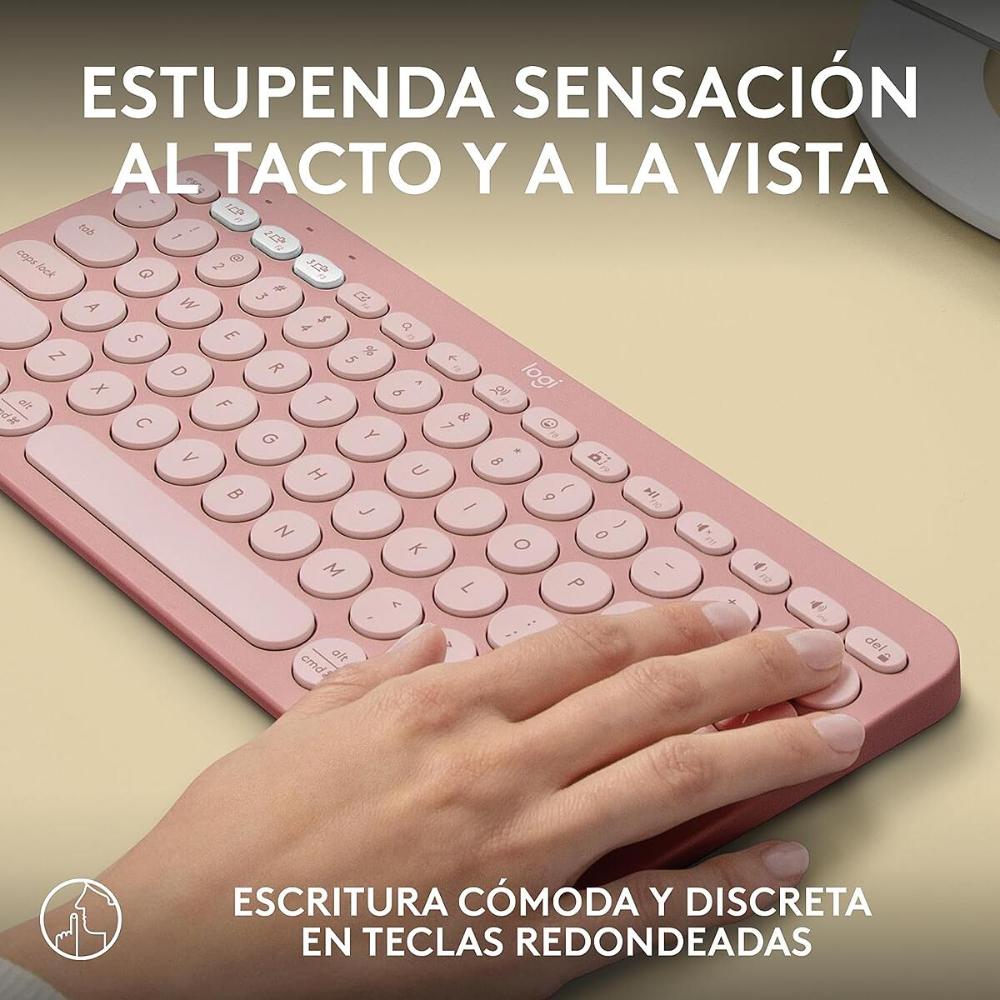 Teclado Bluetooth Multidispositivo Logitech Pebble Keys 2 K380s - Rosa