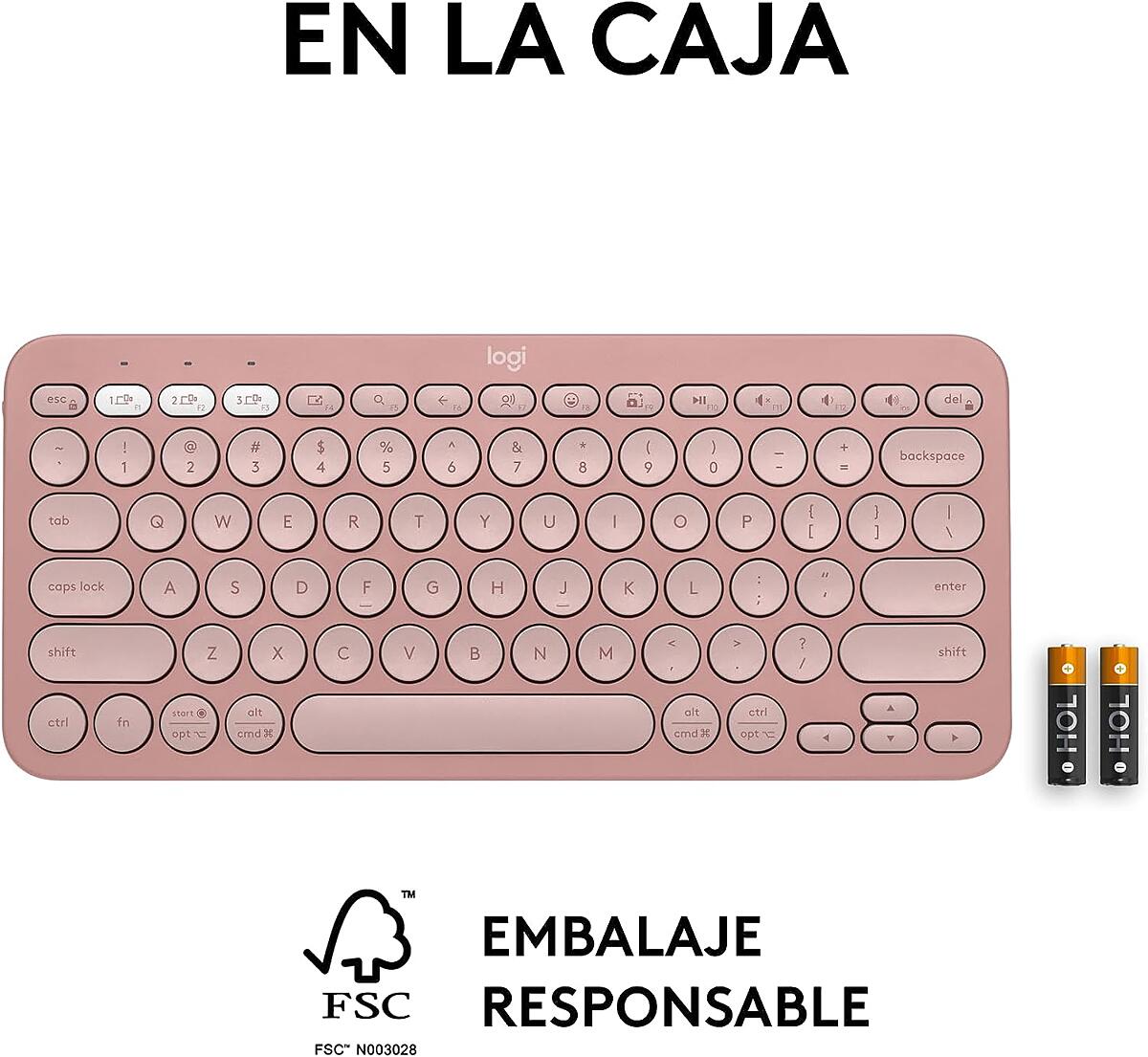 Teclado Bluetooth Multidispositivo Logitech Pebble Keys 2 K380s - Rosa