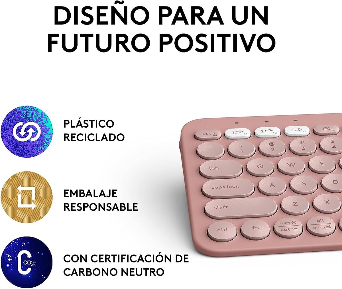 Teclado Bluetooth Multidispositivo Logitech Pebble Keys 2 K380s - Rosa