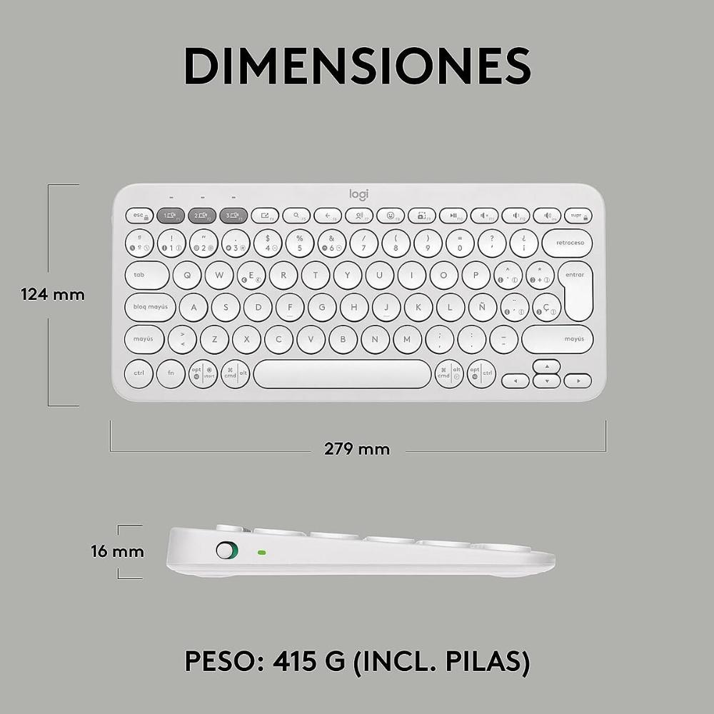 Teclado Bluetooth Multidispositivo Logitech Pebble Keys 2 K380s - Blanco