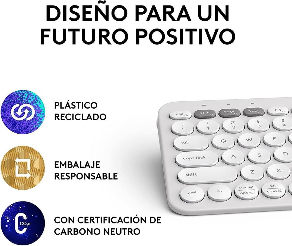 Teclado Bluetooth Multidispositivo Logitech Pebble Keys 2 K380s - Blanco