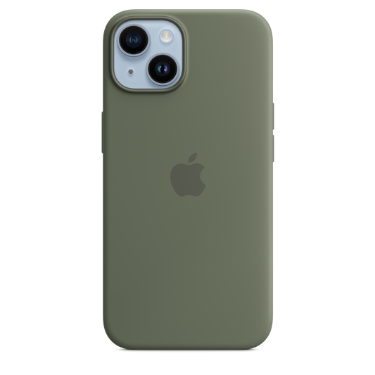 Funda de silicona con MagSafe para el iPhone 14 - Verde oliva