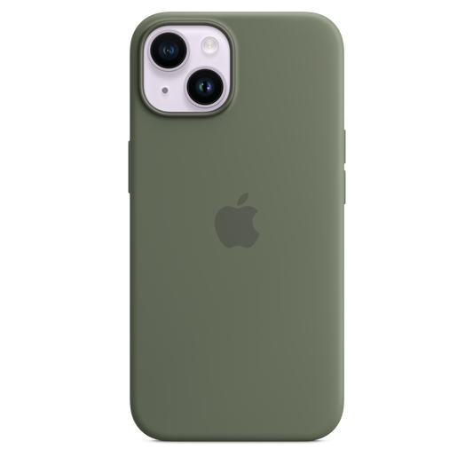 Funda de silicona con MagSafe para el iPhone 14 - Verde oliva