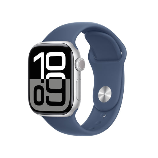 Apple_Watch_Series_10_GPS_Caja_de_aluminio_color_plata_de_42_mm_Correa_deportiva_azul_denim_S/M_Imagen_posicion_1_iShop_Colombia
