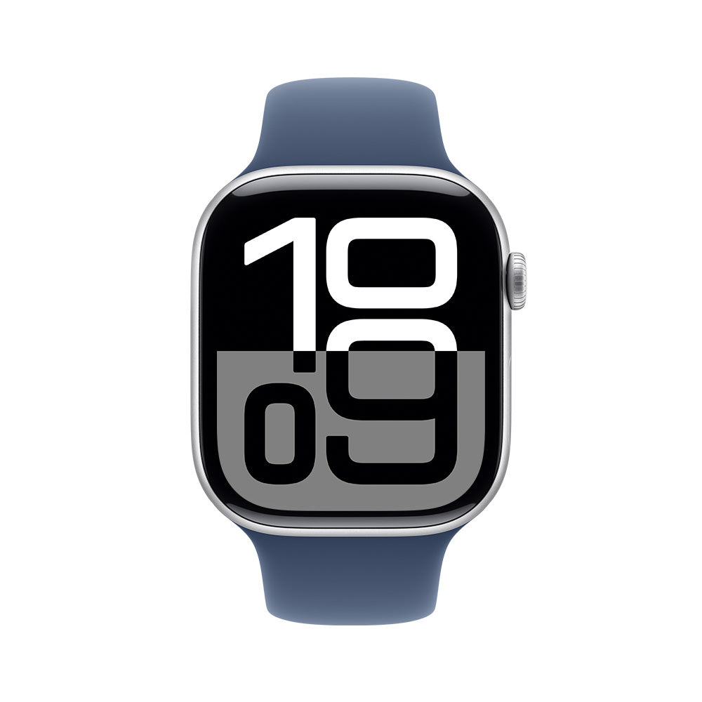 Apple_Watch_Series 10_GPS_Caja_de_aluminio_color_plata_de_46 mm_Correa_deportiva_azul_denim_M/L_Imagen_posicion_2_iShop_Colombia