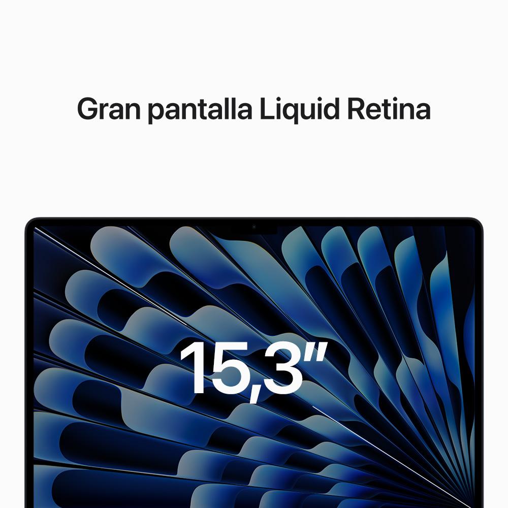 MacBook Air de 15 pulgadas: Chip M2 de Apple con CPU de ocho núcleos y GPU de diez núcleos, 512 GB SSD - Azul medianoche