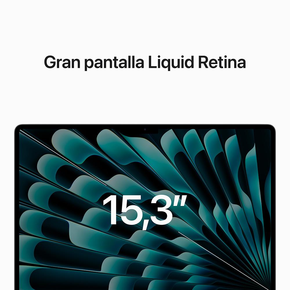 MacBook Air de 15 pulgadas: Chip M2 de Apple con CPU de ocho núcleos y GPU de diez núcleos, 256 GB SSD - Plata