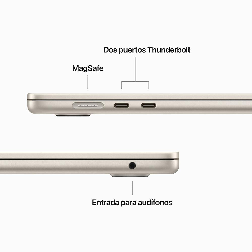 MacBook Air de 15 pulgadas: Chip M2 de Apple con CPU de ocho núcleos y GPU de diez núcleos, 256 GB SSD - Blanco estrella