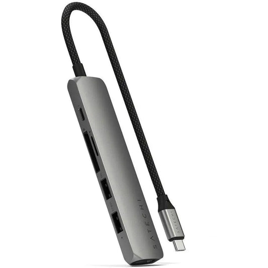 Adaptador Multipuerto Satechi Slim 6 en 1 USB-C - Gris Espacial