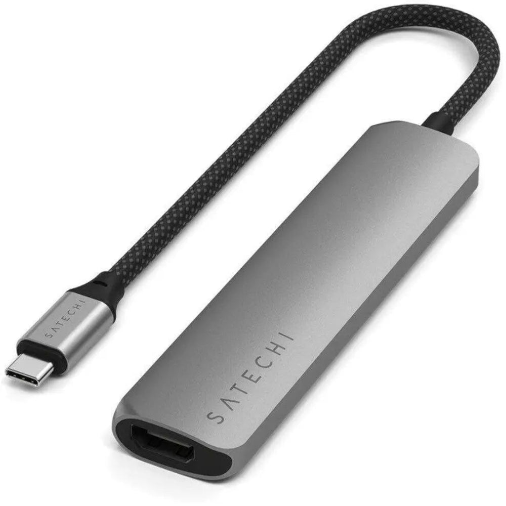 Adaptador Multipuerto Satechi Slim 6 en 1 USB-C - Gris Espacial