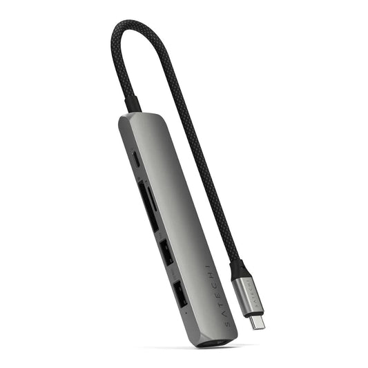 Adaptador Multipuerto Satechi Slim 6 en 1 USB-C - Gris Espacial