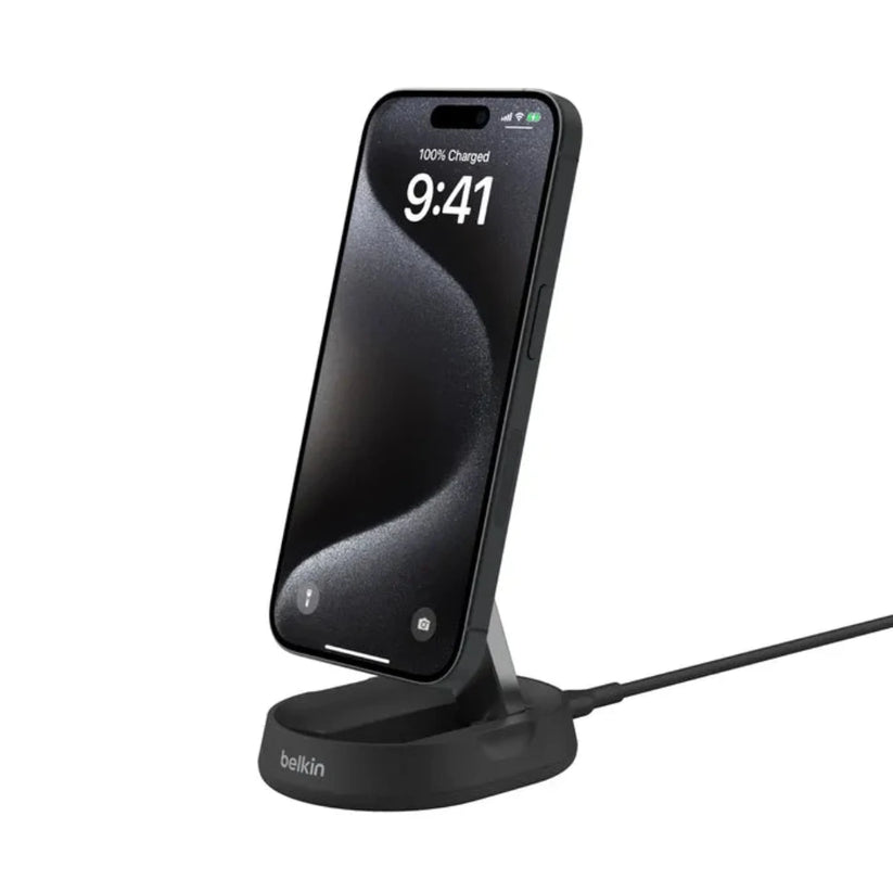 Soporte de carga inalámbrica magnetica convertible Belkin para iPhone con Qi2 15W - Negro