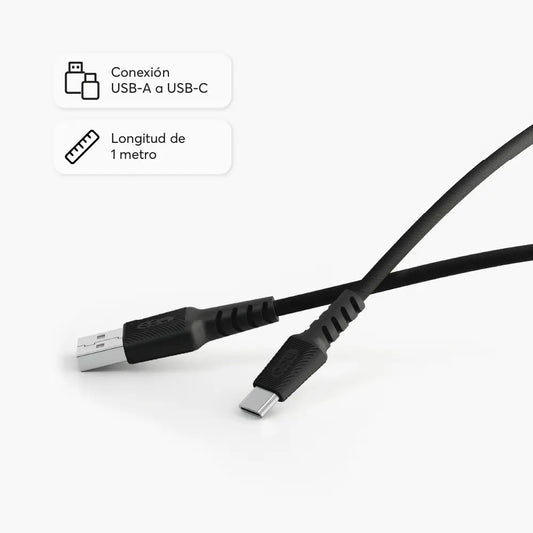 Cable Trenzado NCO PowerLite 1m USB-A a USB-C - Negro