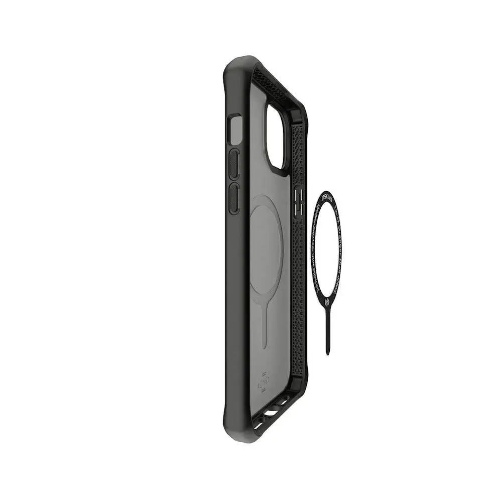 ItSkins Case Hybrid R Stand con MagSafe para iPhone 15/14 - Negro