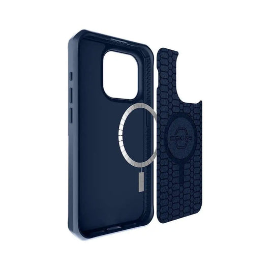 ItSkins Case Ballistic R Nylon con MagSafe para iPhone 15 Pro - Azul Oscuro