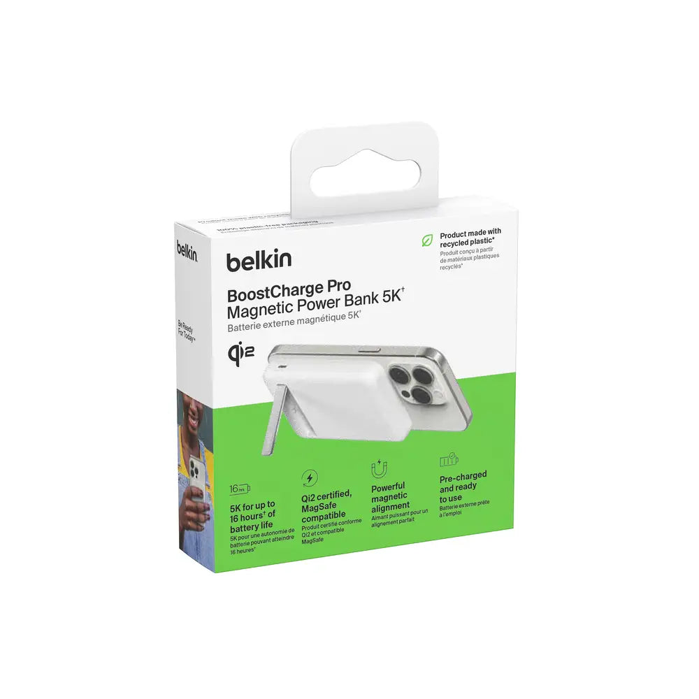 Batería Externa Qi2 5000 mAh 15W stand - Blanco