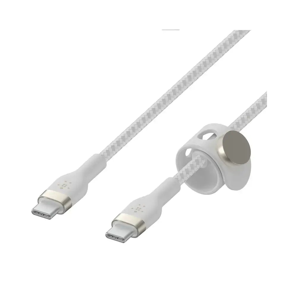 Cable Belkin Pro Flex USB-C a USB-C con correa 2m - Blanco