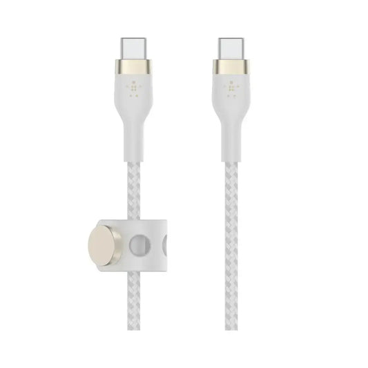 Cable Belkin Pro Flex USB-C a USB-C con correa 2m - Blanco