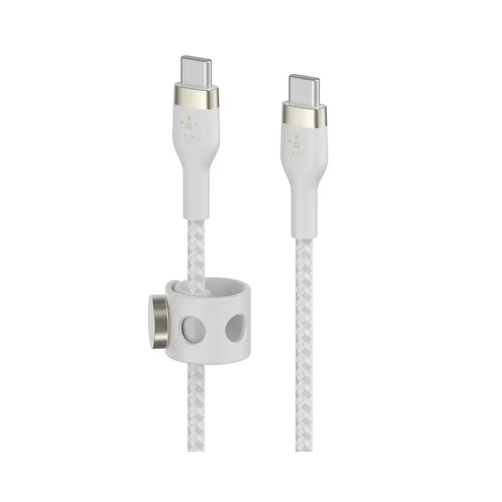 Cable Belkin Pro Flex USB-C a USB-C con correa 2m - Blanco