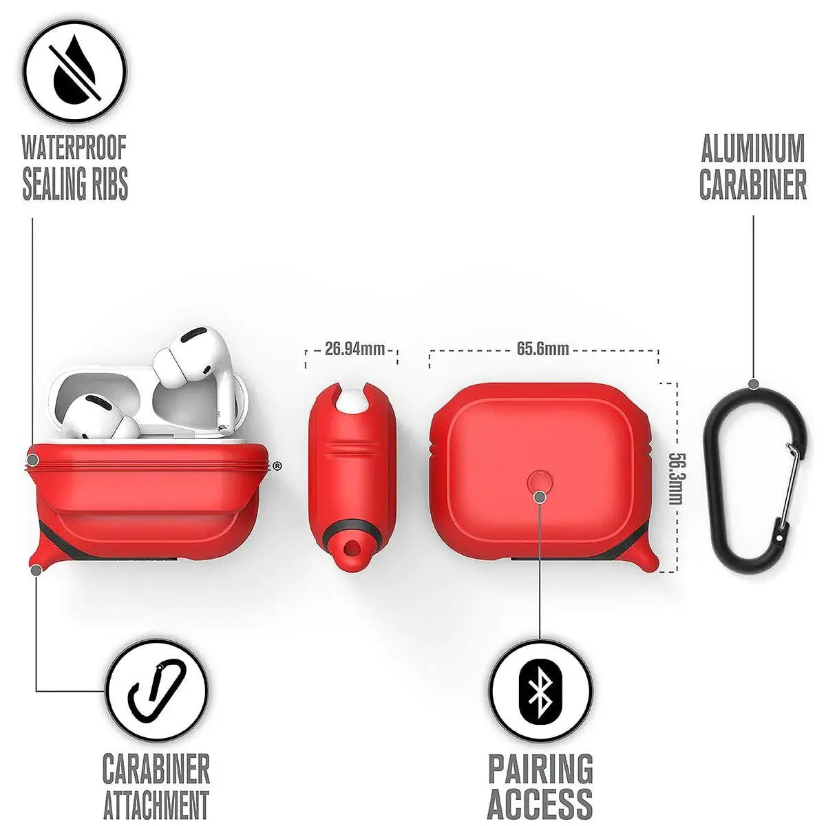 Case Catalyst AirPods Pro 1 y 2 Waterproof - Red