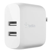 Cargador de pared Belkin Dual USB-A 24W + Cable Lightning a USB-A - Blanco